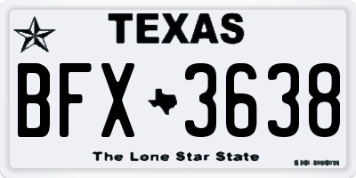 TX license plate BFX3638