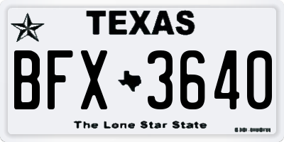 TX license plate BFX3640
