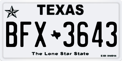 TX license plate BFX3643