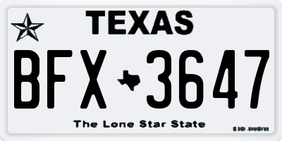 TX license plate BFX3647