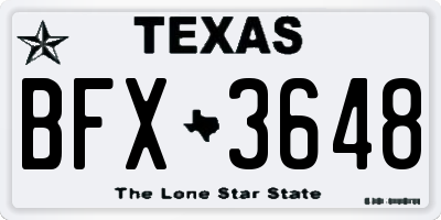 TX license plate BFX3648
