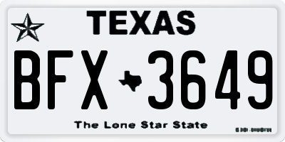 TX license plate BFX3649
