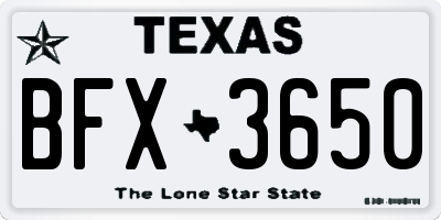 TX license plate BFX3650