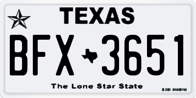 TX license plate BFX3651