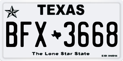 TX license plate BFX3668