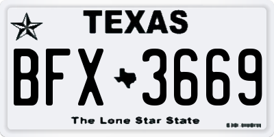 TX license plate BFX3669