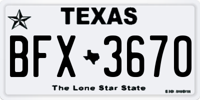 TX license plate BFX3670