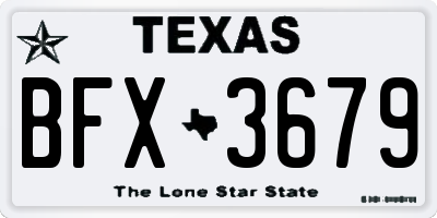 TX license plate BFX3679