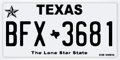 TX license plate BFX3681