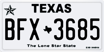 TX license plate BFX3685