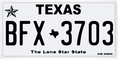 TX license plate BFX3703