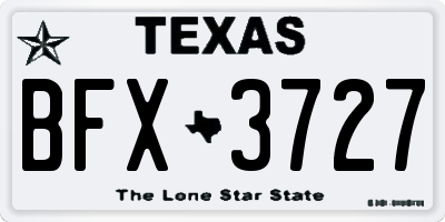 TX license plate BFX3727