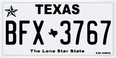 TX license plate BFX3767