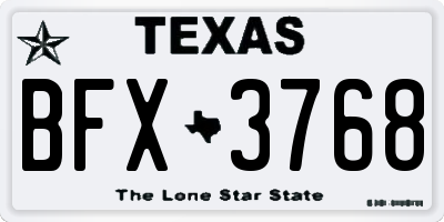 TX license plate BFX3768