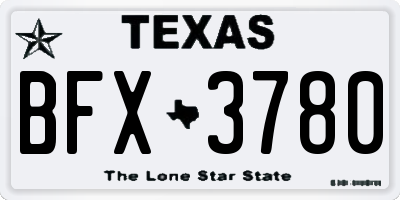 TX license plate BFX3780