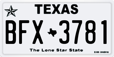 TX license plate BFX3781