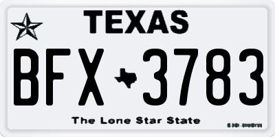 TX license plate BFX3783
