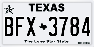TX license plate BFX3784