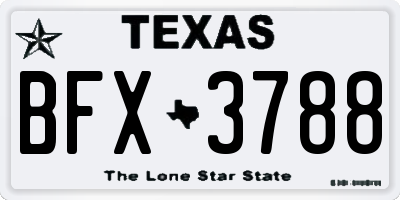 TX license plate BFX3788