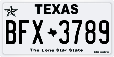 TX license plate BFX3789