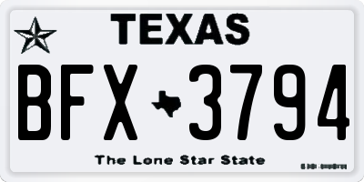 TX license plate BFX3794
