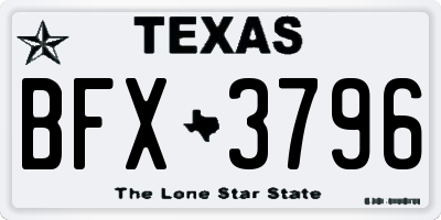 TX license plate BFX3796