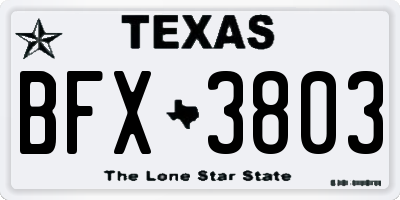 TX license plate BFX3803