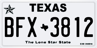 TX license plate BFX3812