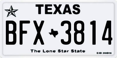 TX license plate BFX3814