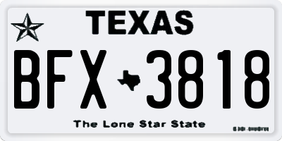 TX license plate BFX3818
