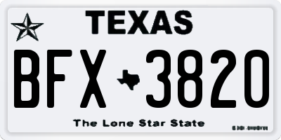 TX license plate BFX3820