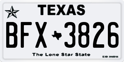 TX license plate BFX3826