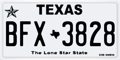 TX license plate BFX3828