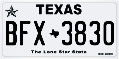 TX license plate BFX3830