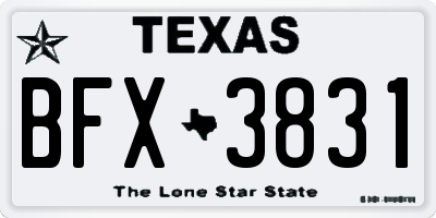 TX license plate BFX3831
