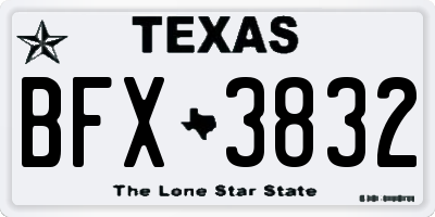 TX license plate BFX3832