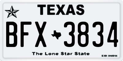 TX license plate BFX3834