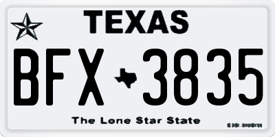 TX license plate BFX3835