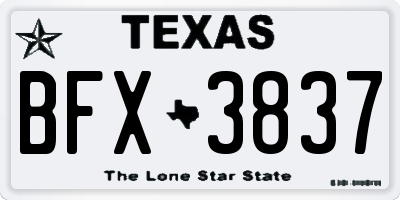 TX license plate BFX3837
