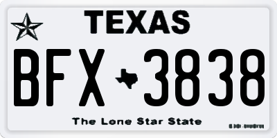 TX license plate BFX3838