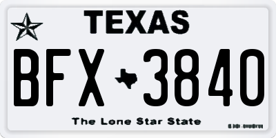TX license plate BFX3840