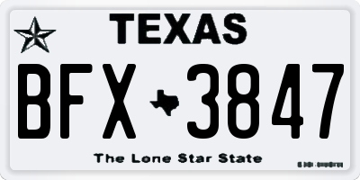 TX license plate BFX3847