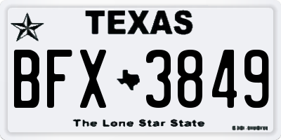 TX license plate BFX3849
