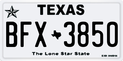 TX license plate BFX3850