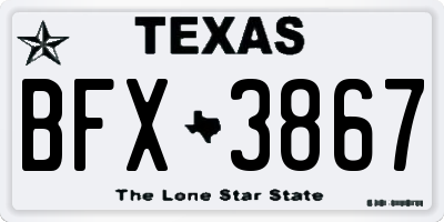 TX license plate BFX3867