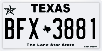 TX license plate BFX3881