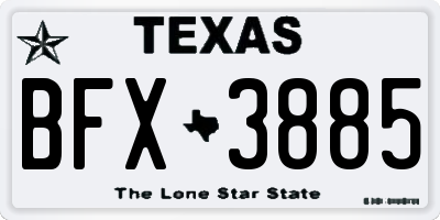 TX license plate BFX3885