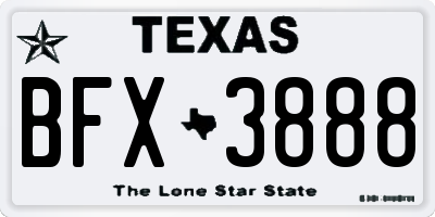 TX license plate BFX3888
