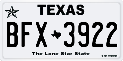 TX license plate BFX3922