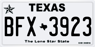 TX license plate BFX3923